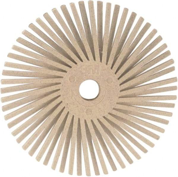 3M - 3" 120 Grit Ceramic Tapered Disc Brush - Fine Grade, Plain Hole Connector, 1" Trim Length, 0.37" Arbor Hole - Industrial Tool & Supply
