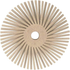3M - 3" 120 Grit Ceramic Tapered Disc Brush - Fine Grade, Plain Hole Connector, 1" Trim Length, 0.37" Arbor Hole - Industrial Tool & Supply