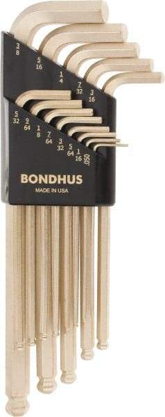 Bondhus - 13 Piece L-Key Ball End Hex Key Set - Hex Range 0.05 to 3/8", Steel - Industrial Tool & Supply