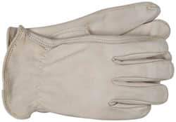PRO-SAFE - Size L (9) Grain Cowhide General Protection Work Gloves - For Work & Driver, Uncoated, Slip-On Cuff, Full Fingered, Natural, Paired - Industrial Tool & Supply