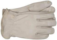 PRO-SAFE - Size L (9) Grain Cowhide General Protection Work Gloves - For Work & Driver, Uncoated, Slip-On Cuff, Full Fingered, Natural, Paired - Industrial Tool & Supply