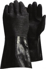 PIP - Size L (9), 14" Long, Supported, Neoprene Chemical Resistant Gloves - Textured Finish, Jersey Lined, Gauntlet Cuff, ANSI Cut Level 0, Puncture Level 1, Abrasion Level 3, Black - Industrial Tool & Supply