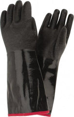 PIP - Size L (9), 18" Long, Supported, Neoprene Chemical Resistant Gloves - Textured Finish, Foam Lined, Gauntlet Cuff, ANSI Abrasion Level 3, ANSI Cut Level 0, ANSI Puncture Level 1, Black - Industrial Tool & Supply