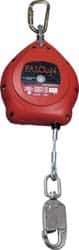 Miller - 20' Long, 310 Lb Capacity, Galvanized Wire Rope Self-Retracting Lifeline - 0.187" Diam, Locking Snap Hook Connector, Steel Self-Locking Carabiner Connector - Industrial Tool & Supply