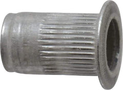 Made in USA - #10-24, 0.296 Insert Diam, 0.475" OAL, Knurled Body Open End Threaded Insert - 0.2969" Hole Diam, 0.415" Head Diam, 5056 Aluminum, Clear Protective Coating - Industrial Tool & Supply