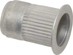 Made in USA - 5/16-18, 0.53 Insert Diam, 0.805" OAL, Knurled Body Open End Threaded Insert - 0.5312" Hole Diam, 0.685" Head Diam, 5056 Aluminum, Clear Protective Coating - Industrial Tool & Supply