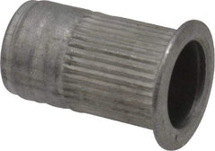 Made in USA - M6x1.00, 9.91mm Insert Diam, 17.27mm OAL, Knurled Body Open End Threaded Insert - 10mm Hole Diam, 12.7mm Head Diam, 5056 Aluminum, Clear Protective Coating - Industrial Tool & Supply