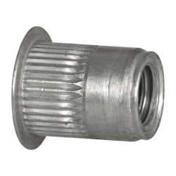 Made in USA - 3/8-16, 0.53 Insert Diam, 0.69" OAL, Knurled Body Open End Threaded Insert - 0.5312" Hole Diam, 0.685" Head Diam, 5056 Aluminum, Clear Protective Coating - Industrial Tool & Supply