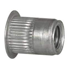 Made in USA - 3/8-16, 0.53 Insert Diam, 0.69" OAL, Knurled Body Open End Threaded Insert - 0.5312" Hole Diam, 0.685" Head Diam, 5056 Aluminum, Clear Protective Coating - Industrial Tool & Supply