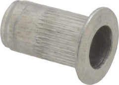 Made in USA - #8-32, 0.265 Insert Diam, 0.47" OAL, Knurled Body Open End Threaded Insert - 0.2656" Hole Diam, 0.39" Head Diam, 5056 Aluminum, Clear Protective Coating - Industrial Tool & Supply