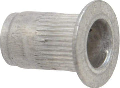 Made in USA - #8-32, 0.265 Insert Diam, 0.42" OAL, Knurled Body Open End Threaded Insert - 0.2656" Hole Diam, 0.39" Head Diam, 5056 Aluminum, Clear Protective Coating - Industrial Tool & Supply