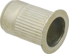 Made in USA - 5/16-18, 0.53 Insert Diam, 0.805" OAL, Knurled Body Open End Threaded Insert - 0.5312" Hole Diam, 0.685" Head Diam, 1008/1010 Steel, Clear Protective Coating & Zinc Yellow Dichromate Finish - Industrial Tool & Supply