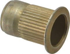 Made in USA - M8x1.25, 13.46mm Insert Diam, 20.45mm OAL, Knurled Body Open End Threaded Insert - 13.5mm Hole Diam, 17.4mm Head Diam, 1008/1010 Steel, Clear Protective Coating & Zinc Yellow Dichromate Finish - Industrial Tool & Supply