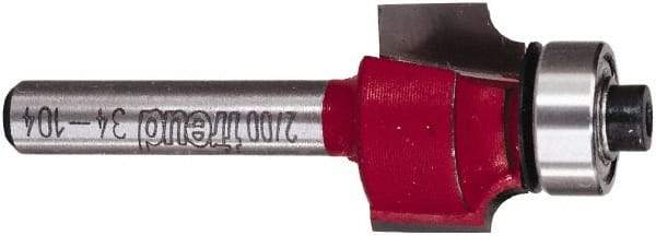 Freud - 3/4" Cut Diam, 1/2" Length of Cut, 0 Flute Round-Over Edge Profile Router Bit - Carbide-Tipped, 1/4" Shank Diam, 2-3/16" OAL, Proprietary Coating - Industrial Tool & Supply