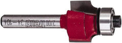 Freud - 3/4" Cut Diam, 1/2" Length of Cut, 0 Flute Round-Over Edge Profile Router Bit - Carbide-Tipped, 1/4" Shank Diam, 2-3/16" OAL, Proprietary Coating - Industrial Tool & Supply