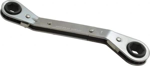 Proto - 11mm x 13mm 12 Point Ratcheting Offset Box Wrench - Double End, 9/64" Head Diam x 1/2" Head Thickness, 6-1/2" OAL, Steel, Chrome Finish, 25° Offset - Industrial Tool & Supply