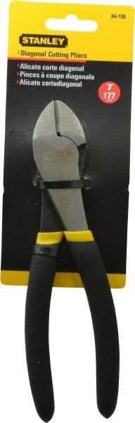 Stanley - 7-1/8" OAL, 1/2" Capacity, Cutting Pliers - 53/64" Jaw Length x 1-11/64" Jaw Width, Round Head, Cushion Grip Handle - Industrial Tool & Supply