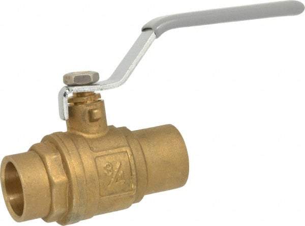 Value Collection - 3/4" Pipe, Full Port, Brass Standard Ball Valve - Inline - One Way Flow, Soldered x Soldered Ends, Lever Handle, 500 WOG - Industrial Tool & Supply
