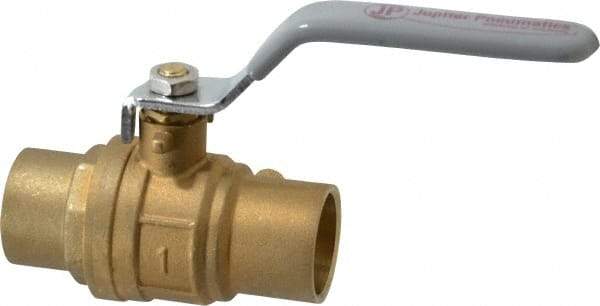 Value Collection - 1" Pipe, Full Port, Brass Standard Ball Valve - Inline - One Way Flow, Soldered x Soldered Ends, Lever Handle, 500 WOG - Industrial Tool & Supply