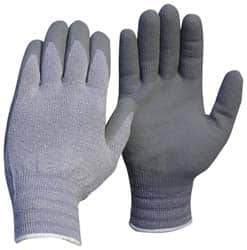 ATG - Size M (8), ANSI Cut Lvl A4, Puncture Lvl 3, Abrasion Lvl 4, Nitrile Coated Cut Resistant Gloves - 9" Long, Palm & Fingers Coated, Dyneema Lining, Knit Wrist, Gray, Paired - Industrial Tool & Supply