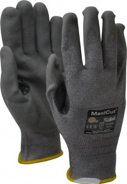 ATG - Size XL (10), ANSI Cut Lvl A4, Puncture Lvl 3, Abrasion Lvl 4, Nitrile Coated Cut Resistant Gloves - 9" Long, Palm & Fingers Coated, Dyneema Lining, Knit Wrist, Gray, Paired - Industrial Tool & Supply
