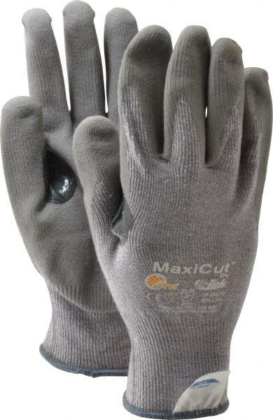 ATG - Size 2XL (11), ANSI Cut Lvl A4, Puncture Lvl 3, Abrasion Lvl 4, Nitrile Coated Cut Resistant Gloves - 9" Long, Palm & Fingers Coated, Dyneema Lining, Knit Wrist, Gray, Paired - Industrial Tool & Supply