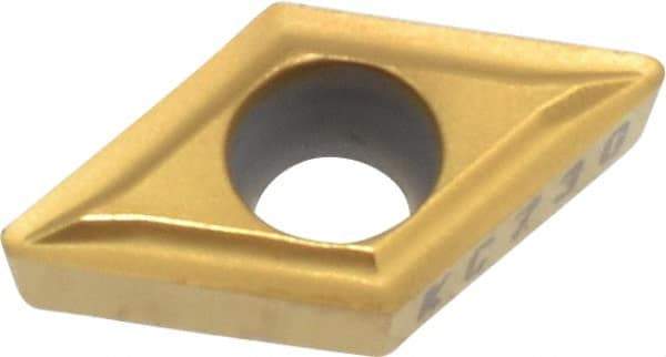 Kennametal - DPGT21.51 LF Grade KC730 Carbide Turning Insert - TiN Finish, 55° Diamond, 1/4" Inscr Circle, 3/32" Thick, 1/64" Corner Radius - Industrial Tool & Supply