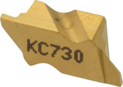 Kennametal - 2031NG Grade KC730, 0.79mm Cutting Width Carbide Grooving Insert - 1.27mm Max Depth of Cut, Right Hand, 0.09mm Corner Radius, TiN Finish - Industrial Tool & Supply