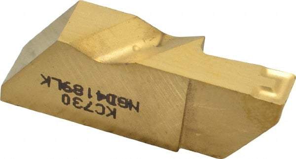 Kennametal - 4189NGD K Grade KC730, 4.8mm Cutting Width Carbide Grooving Insert - 9.53mm Max Depth of Cut, Left Hand, 0.57mm Corner Radius, TiN Finish - Industrial Tool & Supply