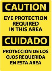 NMC - "Caution - Eye Protection Required in This Area", 14" Long x 10" Wide, Pressure-Sensitive Vinyl Safety Sign - Rectangle, 0.004" Thick, Use for Accident Prevention - Industrial Tool & Supply