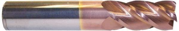 Accupro - 3/8", 4 Flute, Single End, Solid Carbide, 0.02" Corner Radius End Mill - 4" OAL, 40° Helix, Right Hand Flute, 1-3/4" LOC, Right Hand Cut - Industrial Tool & Supply