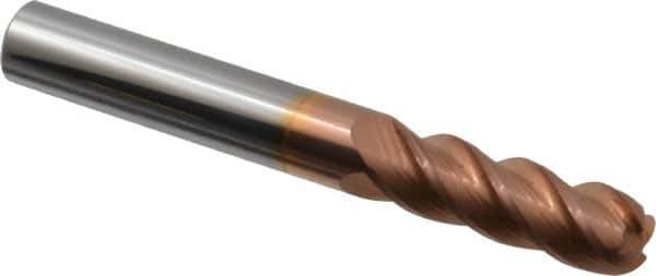 Accupro - 3/8", 4 Flute, Single End, Solid Carbide, 1/8" Corner Radius End Mill - 3" OAL, 40° Helix, Right Hand Flute, 1-1/8" LOC, Right Hand Cut - Industrial Tool & Supply