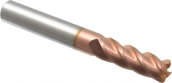 Accupro - 3/8", 4 Flute, Single End, Solid Carbide, 0.06" Corner Radius End Mill - 3" OAL, 40° Helix, Right Hand Flute, 1-1/8" LOC, Right Hand Cut - Industrial Tool & Supply