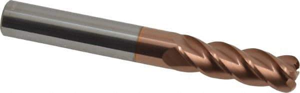Accupro - 3/8", 4 Flute, Single End, Solid Carbide, 0.09" Corner Radius End Mill - 3" OAL, 40° Helix, Right Hand Flute, 1-1/8" LOC, Right Hand Cut - Industrial Tool & Supply