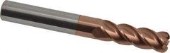 Accupro - 3/8", 4 Flute, Single End, Solid Carbide, 0.09" Corner Radius End Mill - 3" OAL, 40° Helix, Right Hand Flute, 1-1/8" LOC, Right Hand Cut - Industrial Tool & Supply