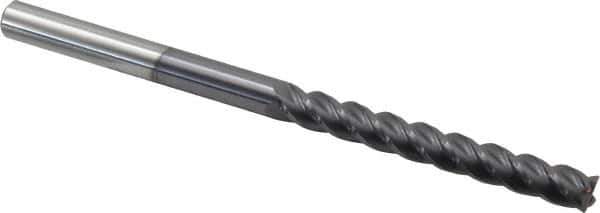 Accupro - 3/8", 4 Flute, Single End, Solid Carbide, 0.02" Corner Radius End Mill - 6" OAL, 40° Helix, Right Hand Flute, 3" LOC, Right Hand Cut - Industrial Tool & Supply
