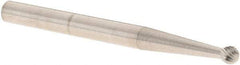 M.A. Ford - 3/32" Cut Diam, 1/8" Shank Diam, Ball Head Double Cut Burr - Carbide, Radius End, 5/64" LOC, 1-1/2" OAL - Industrial Tool & Supply