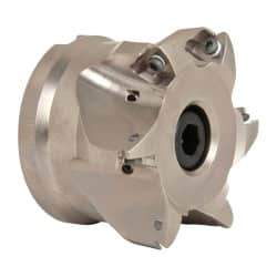 Seco - 6 Inserts, 2.28" Cutter Diam, 0.1" Max Depth of Cut, Indexable High-Feed Face Mill - 1" Arbor Hole Diam, 0.38" Keyway Width, 2" High, R220.21 Toolholder, 218.19-160.. Inserts, Series R220.21 - Industrial Tool & Supply