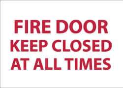 NMC - Fire Door - Keep Closed at All Times, Pressure Sensitive Vinyl Fire Sign - 14" Wide x 10" High, Glow-in-the-Dark - Industrial Tool & Supply