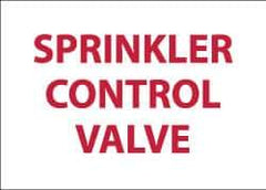 NMC - Sprinkler Control Valve, Pressure Sensitive Vinyl Fire Sign - 14" Wide x 10" High, Glow-in-the-Dark - Industrial Tool & Supply
