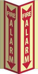 NMC - Fire Alarm, Acrylic Fire Sign - 8-3/4" Wide x 16" High, Glow-in-the-Dark - Industrial Tool & Supply