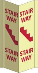 NMC - Stairway - Stairway, Acrylic Exit Sign - 8-3/4" Wide x 16" High, Glow-in-the-Dark - Industrial Tool & Supply