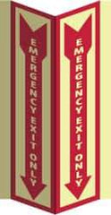 NMC - Emergency Exit Only, Acrylic Exit Sign - 8-3/4" Wide x 16" High, Glow-in-the-Dark - Industrial Tool & Supply