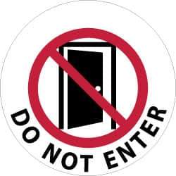NMC - Do Not Enter, Anti-Skid Pressure-Sensitive Vinyl Floor Sign - Round, Black & Red on White, Adhesive Backed, For Security & Admittance - Industrial Tool & Supply