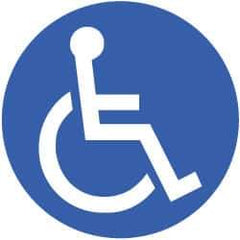 NMC - Anti-Skid Pressure-Sensitive Vinyl Floor Sign - Round, White on Blue, Adhesive Backed, For Restroom, Janitorial & Housekeeping - Industrial Tool & Supply