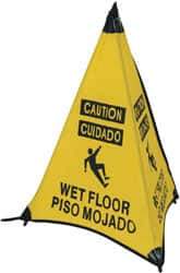 NMC - Caution - Wet Floor, 31" High, Plastic Floor Sign - English/Spanish, POP-UP, Black on Yellow, For Restroom, Janitorial & Housekeeping - Industrial Tool & Supply