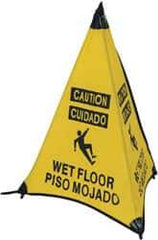 NMC - Caution - Wet Floor, 31" High, Plastic Floor Sign - English/Spanish, POP-UP, Black on Yellow, For Restroom, Janitorial & Housekeeping - Industrial Tool & Supply