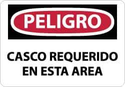 NMC - "Peligro - Casco Requerido en Esta Area", 10" Long x 14" Wide, Aluminum Safety Sign - Rectangle, 0.04" Thick, Use for Accident Prevention - Industrial Tool & Supply