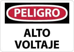 NMC - "Peligro - Alto Voltaje", 10" Long x 14" Wide, Aluminum Safety Sign - Rectangle, 0.04" Thick, Use for Workplace/Safety - Industrial Tool & Supply