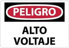 NMC - "Peligro - Alto Voltaje", 10" Long x 14" Wide, Aluminum Safety Sign - Rectangle, 0.04" Thick, Use for Workplace/Safety - Industrial Tool & Supply